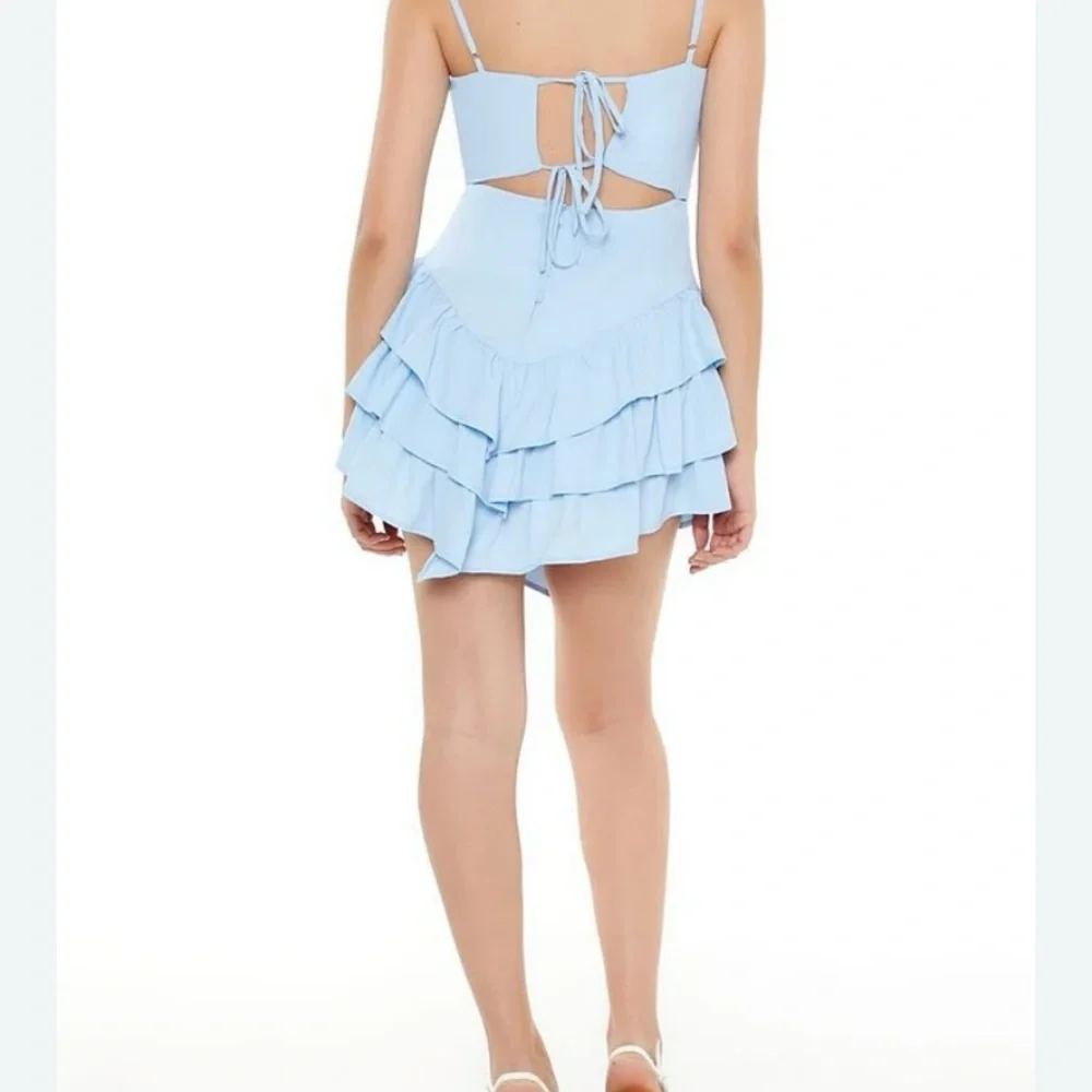 F21 baby blue mini ruffle dress. - Picture 9 of 9